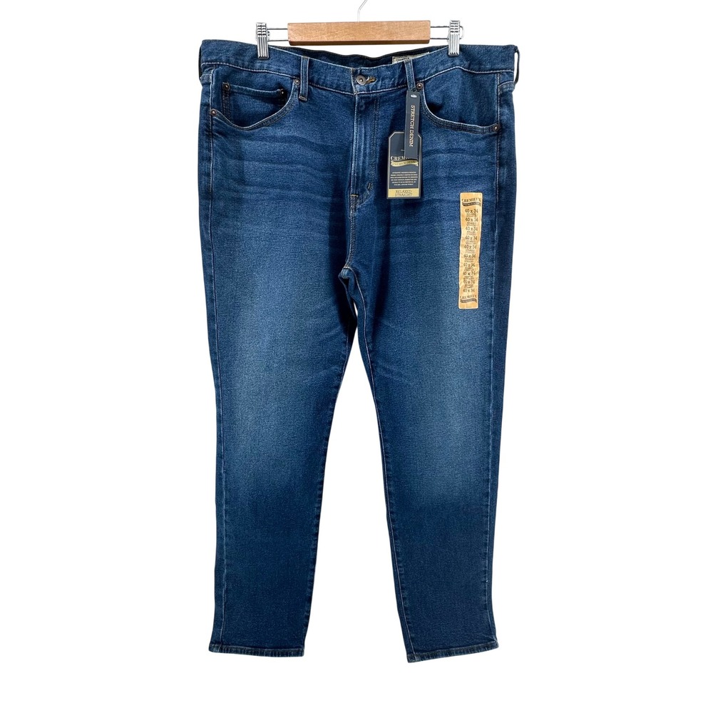 Cremieux Premium Denim Mens 40x34 Relaxed Straight Dark Wash Stretch Jeans NEW